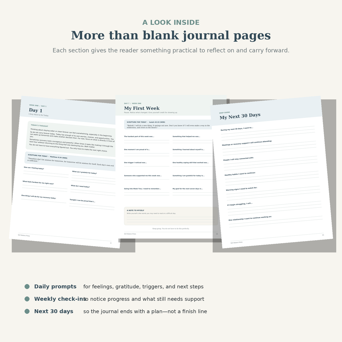 My First 30 Days: A Daily Recovery Reflection Journal - Printable PDF